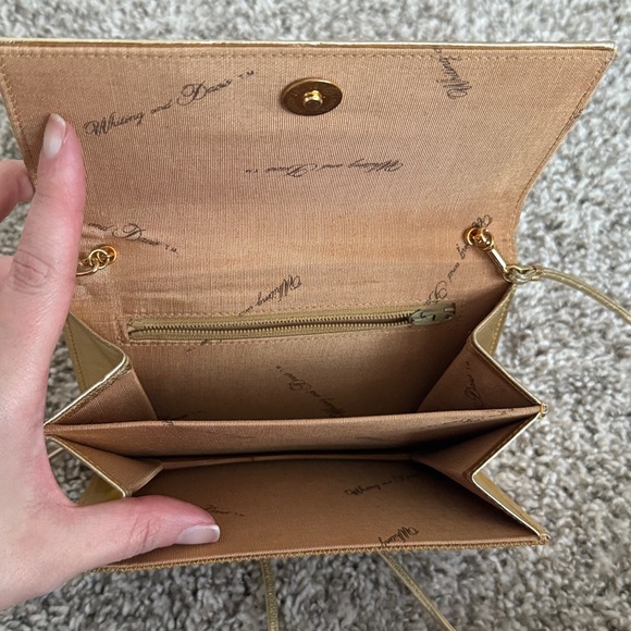 Whiting and Davis Vintage Gold and Silver Sequin Greek Lock and Key Clutch Bag - Picture 4 of 8